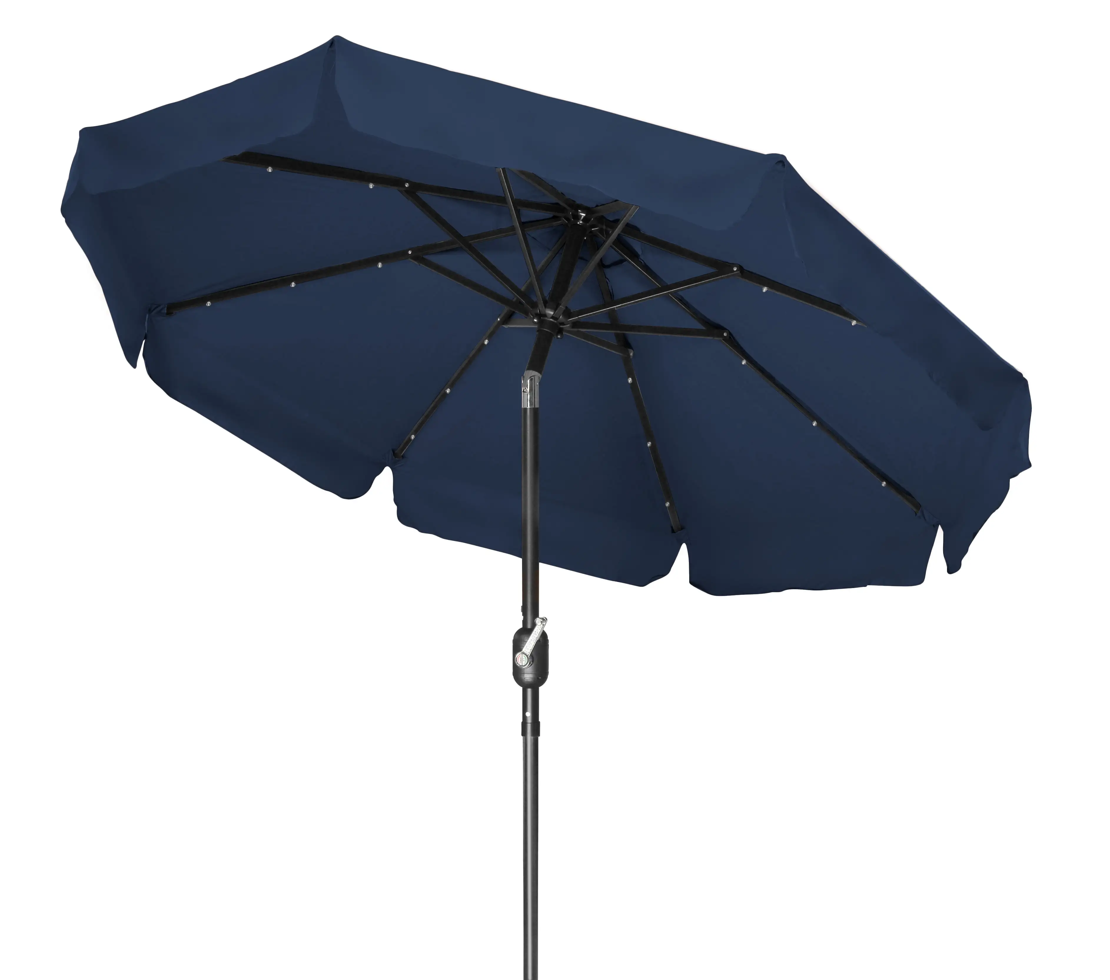 Trademark Innovations 7' Blue Deluxe Solar Powered LED Lighted Patio Umbrella With Scalloped Edge Top