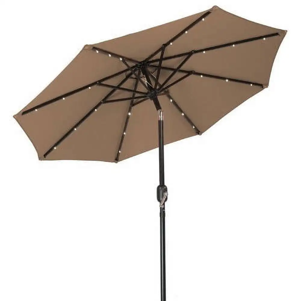 Trademark Innovations Polyester 7-foot Solar LED Patio Umbrella Tan