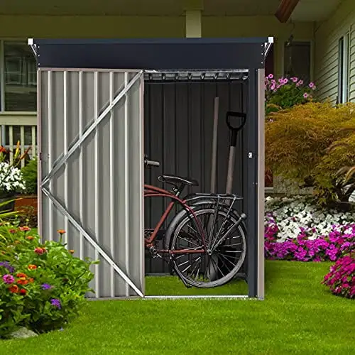 U-MAX 5' x 3' Outdoor Metal Storage Shed. Steel Garden Shed with Single Lockable Door. Tool Storage Shed for Backyard. Patio. Lawn