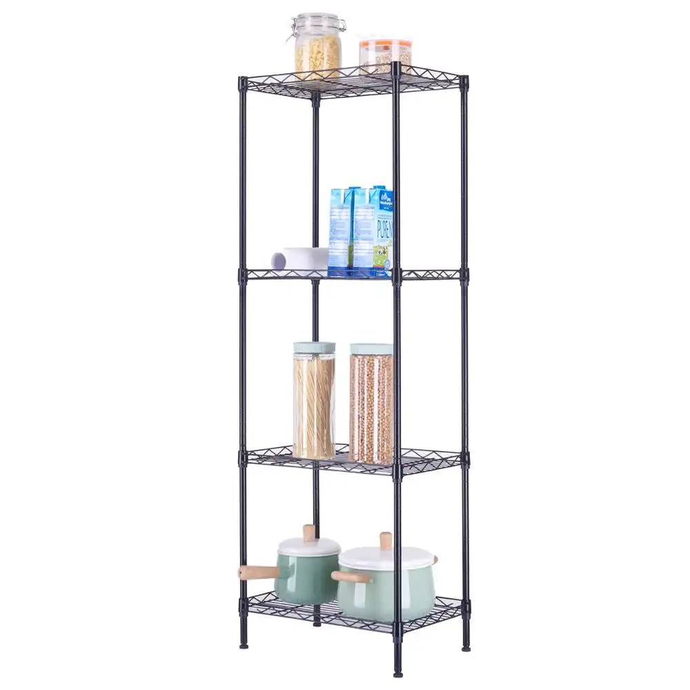 UBesGoo 4-Tier Black Steel Wire Shelving Unit Storage Rack. 18D x 12W x 50H