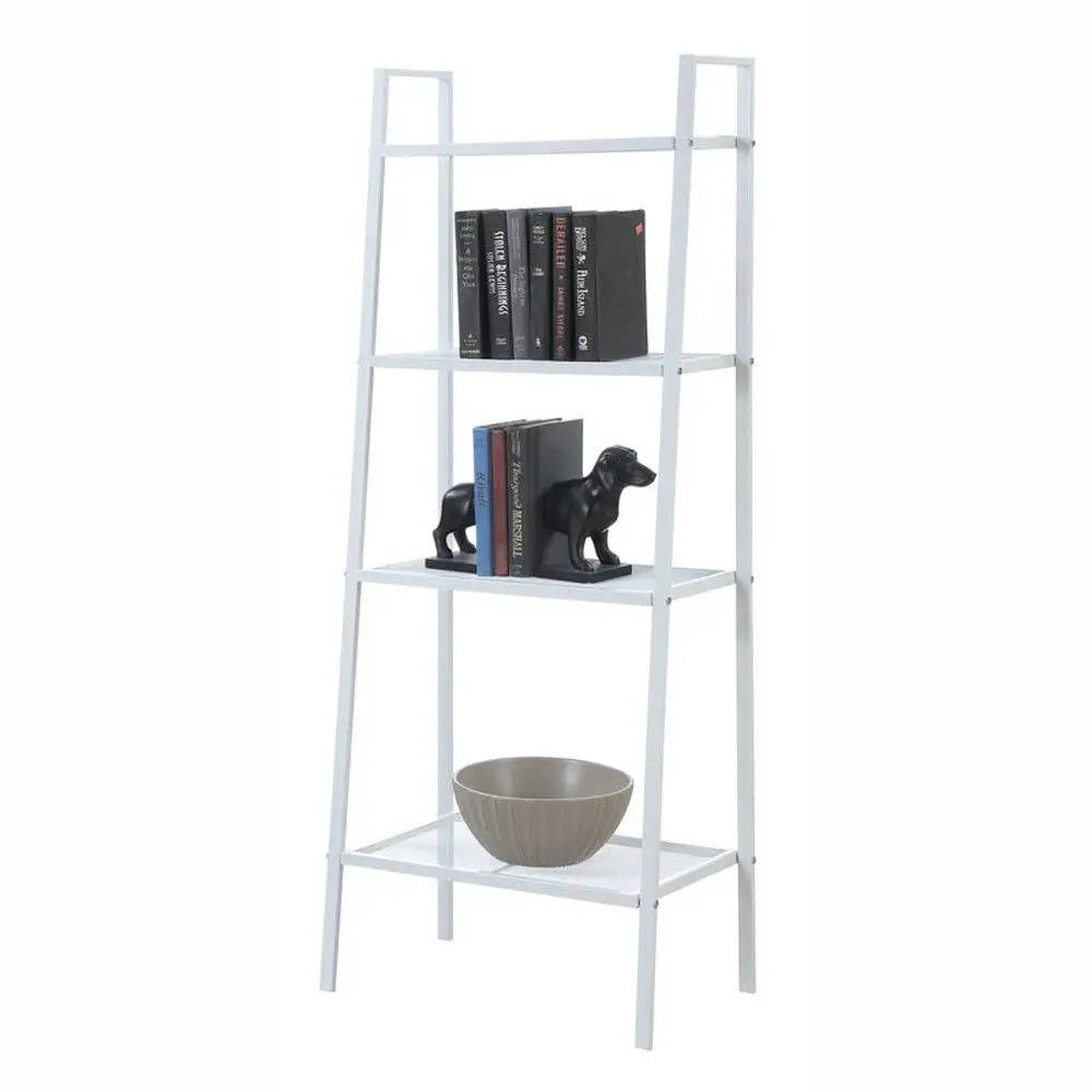 UBesGoo 4-Tier Metal Leaning Ladder. Wall Mounted Bookshelf Storage Shelf for Bedroom Study Room Living Room