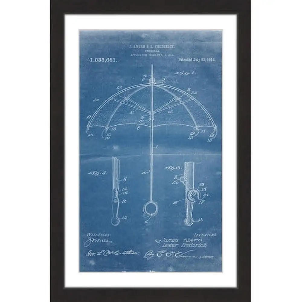 Umbrella 1912 Blueprint Framed Painting Print