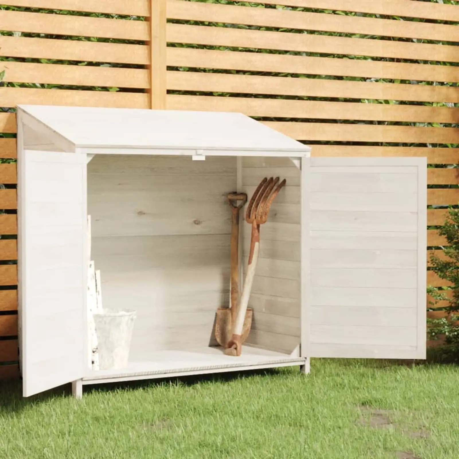 Uteam White Garden Shed Solid Fir Wood 40.2x20.5x44.1