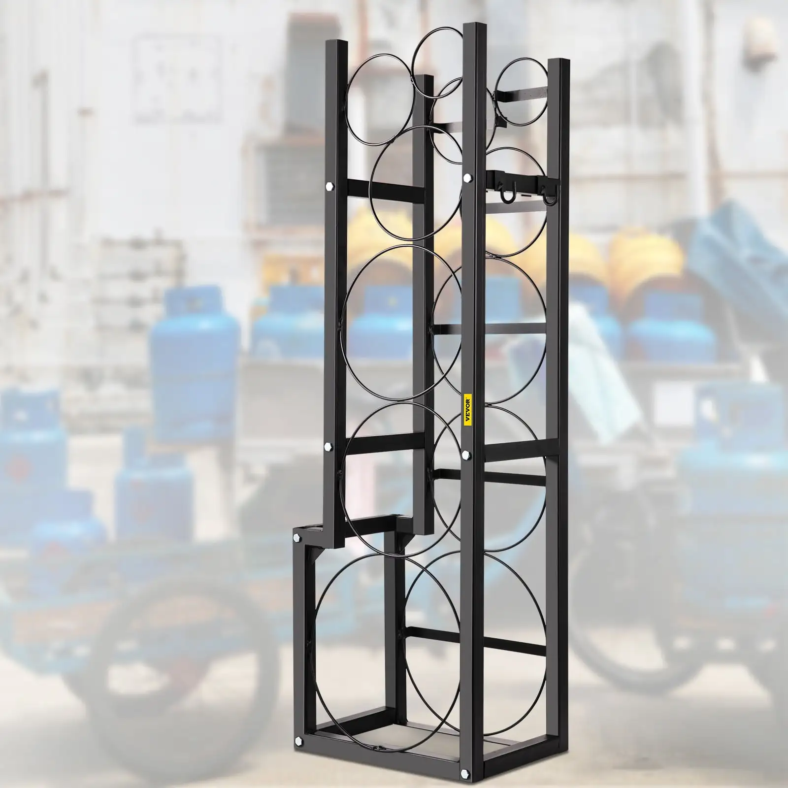 VEVOR Refrigerant Tank Rack. Cylinder Tank Utility Rack with 1-50lb 2-30lb and 3 Small Bottles Cylinder Tank Rack for Gas Oxygen Nitrogen Storage