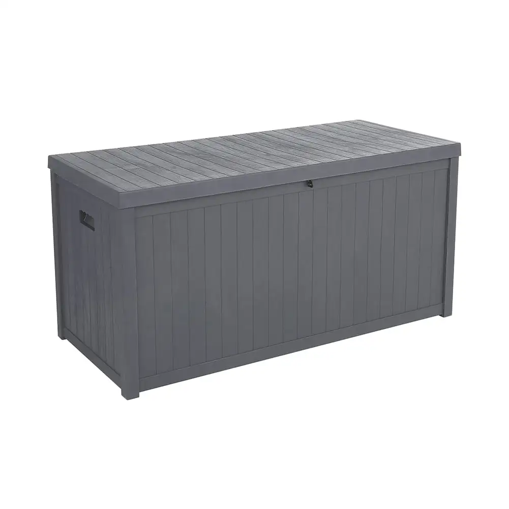 Veryke 113 Gallon Outdoor Plastic Lockable Deck Storage Box. Gray