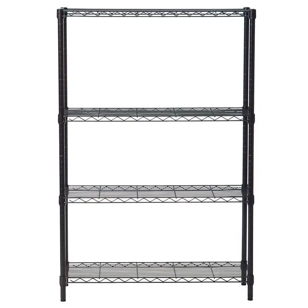 Veryke 35.43 * 13.78 * 55.12 Inch Steel Shelving 4-Shelf Unit. Plastic Coated Iron Storage Shelf - Black