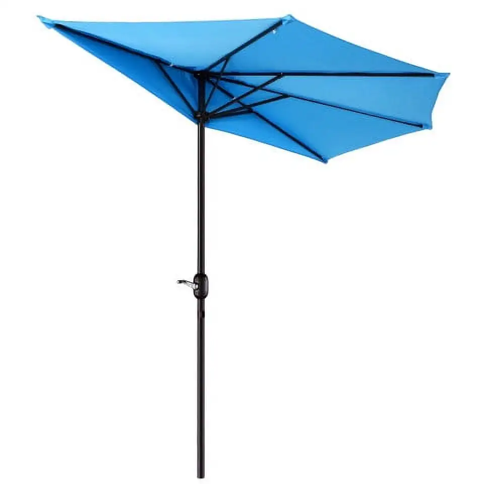 Villacera 9FT Outdoor Half Patio Umbrella - Balcony Furniture. Blue