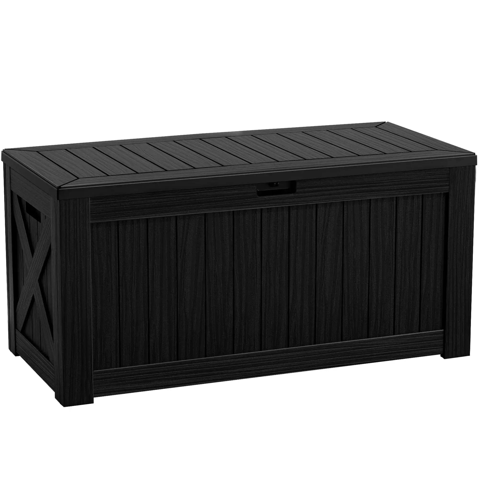 Vineego 120 Gallon Outdoor Indoor Storage Box. Large Lockable Resin Deck Box. Water Resistant Patio Storage Box.Black