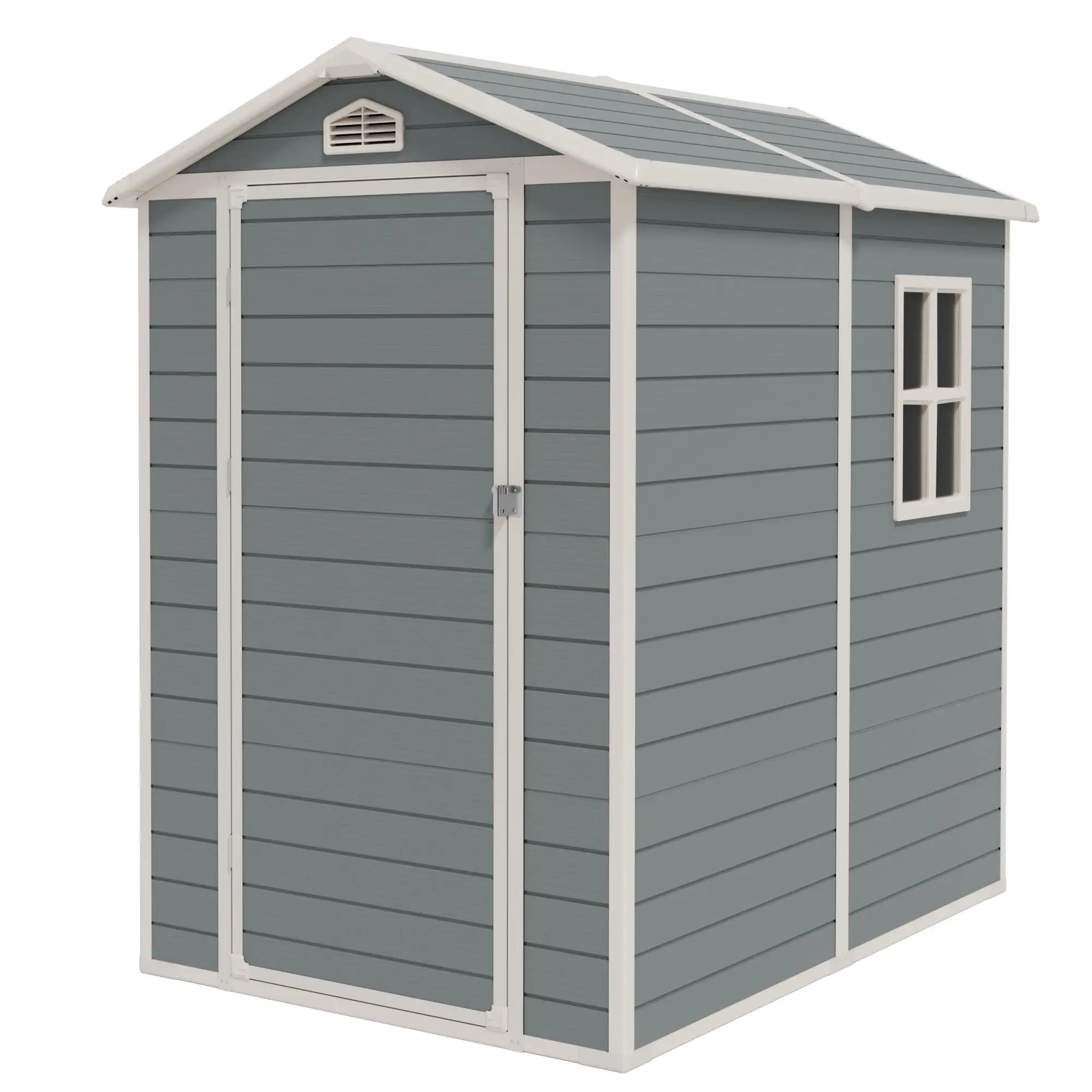 Vineego 6x4 Outdoor Resin Storage Shed with Reinforced Floor. All-Weather Plastic Shed with Lockable Doors.Gray