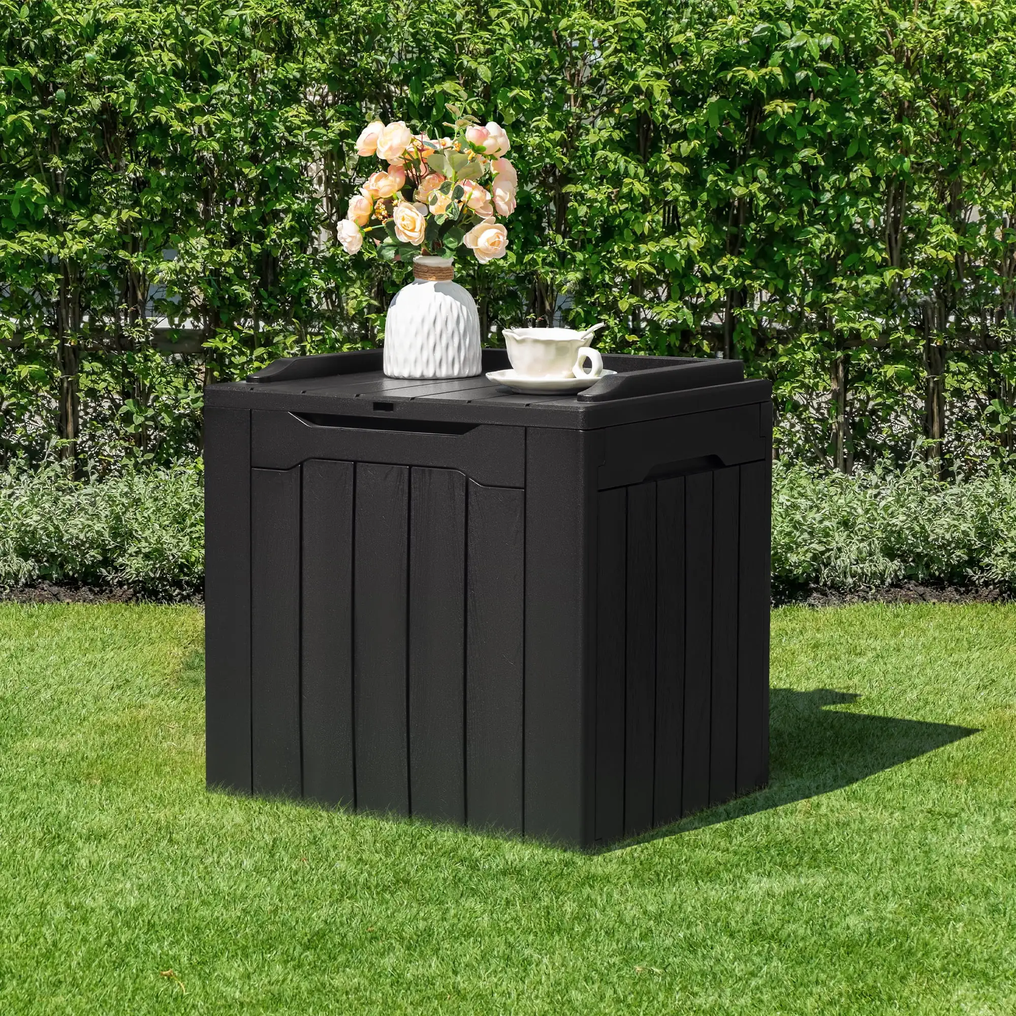 Vineego All-Weather 28 Gallon Patio Deck Box with Seat.Black