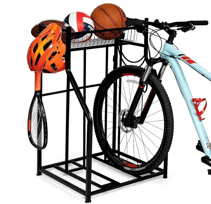 Vinsco Garage Bike Storage & Stand | Holds 2 bicycles | Garage Organizer & Sports Storage Station | Black