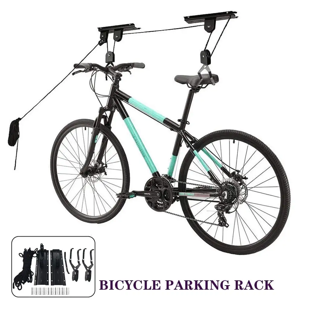 Voguev Rack | Duty Mountain Ceiling Pulley Mounted Heavy Lift Hoist Bike For Garage Tools & Home Improvement