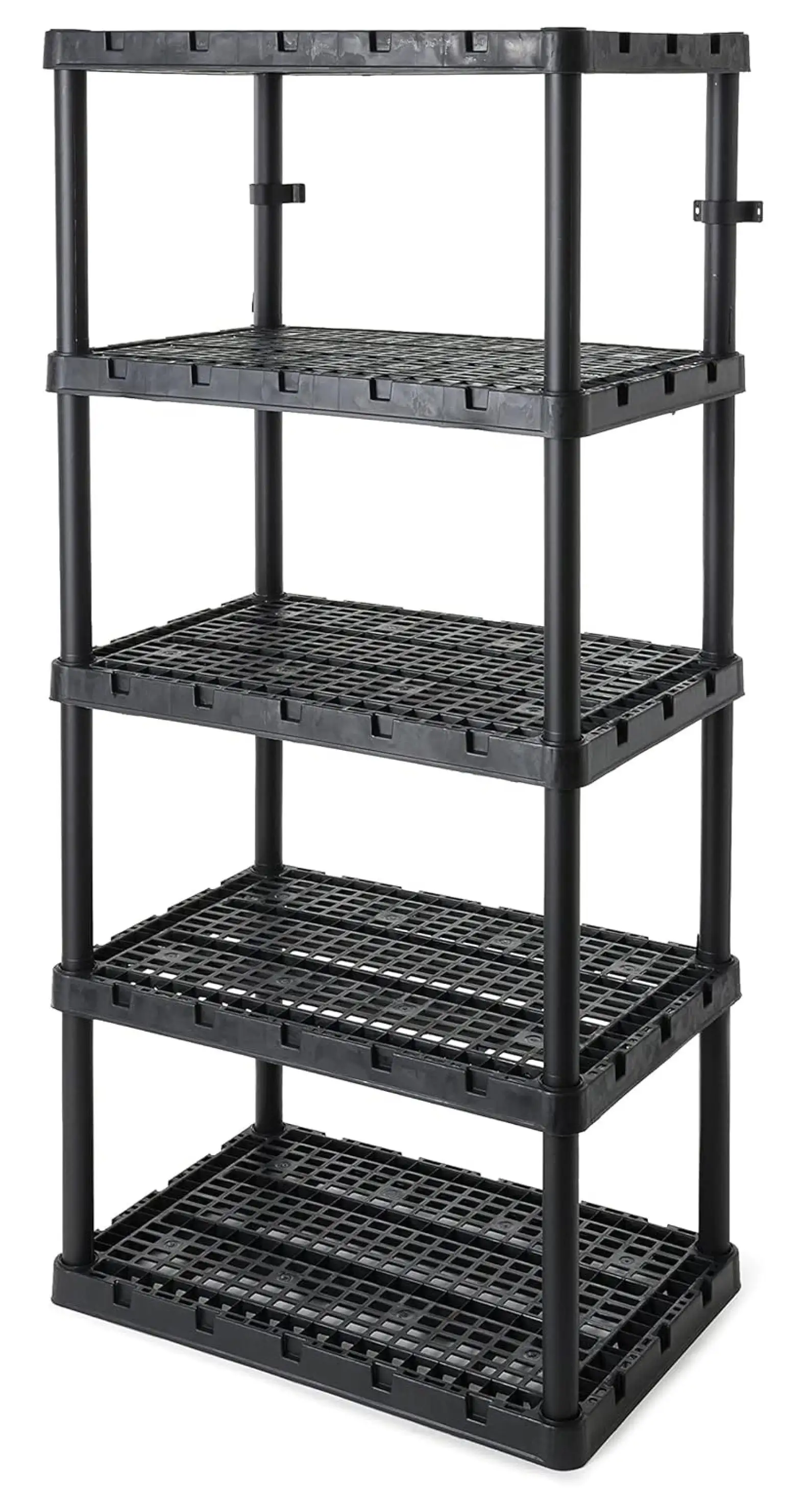 WIixle 5 Shelf Knect-A-Shelf Ventilated Extra Heavy Duty Storage Unit Organizer System for Home. Garage. Basement. and Laundry. Black