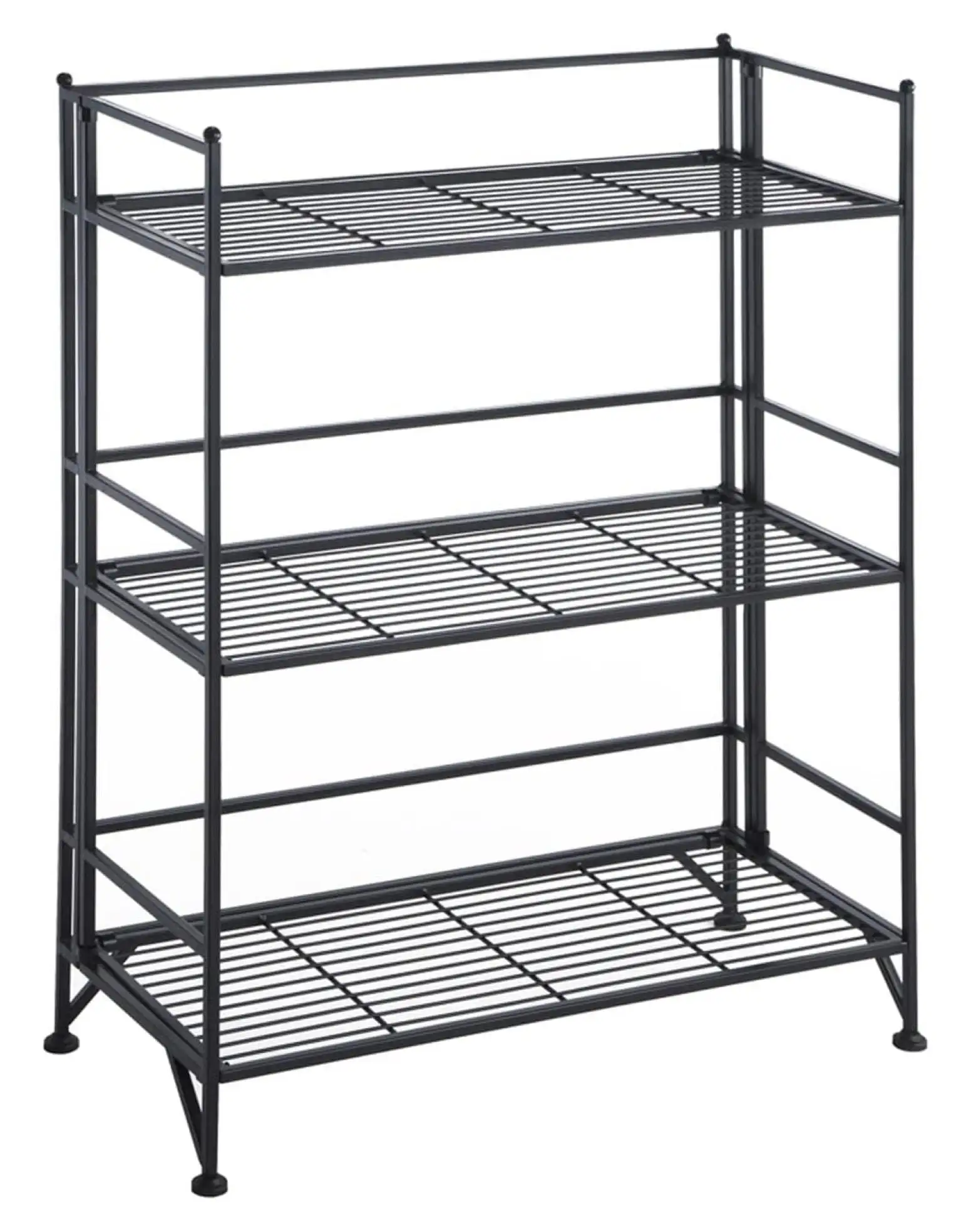 WIixle Designs2Go X-Tra Storage 3-Tier Wide Folding Metal Shelf. Black