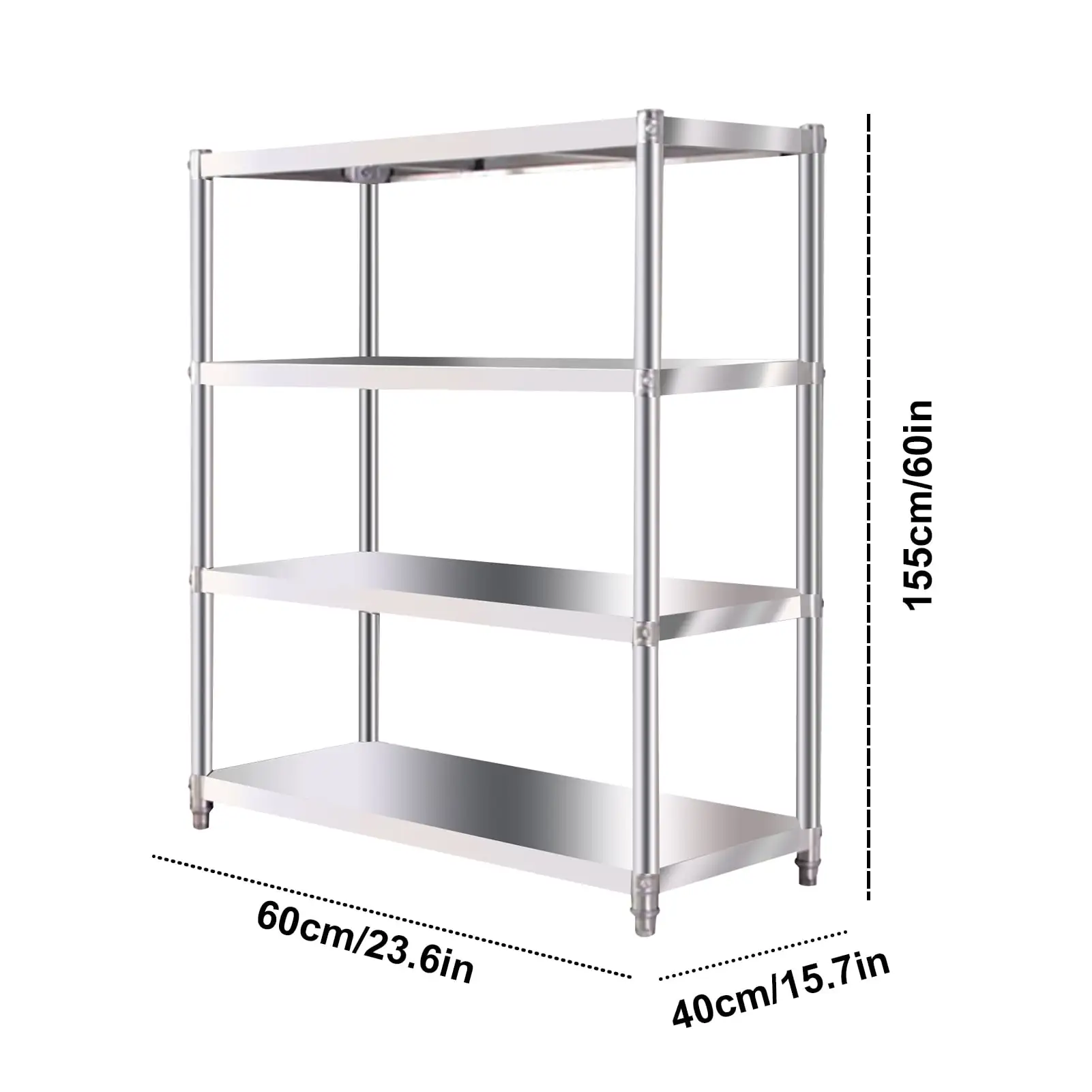 WZTO Storage Shelving Unit | Heavy Duty 4-Tier Commercial Utility Organizer Rack | Stainless Steel Storage Shelves For Kitchen Laundry Room Restaurant Workplace Garage