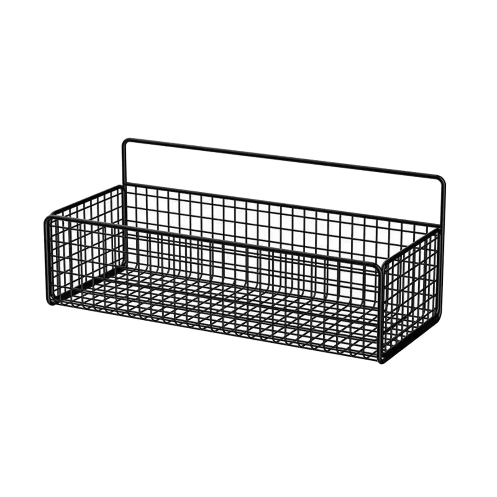 Wall Hanging Baskets Wire Storage Basket Metal Multifunctional over Cabinet Door Organizer Basket Floating Shelves for Garage Pantry Laundry Black