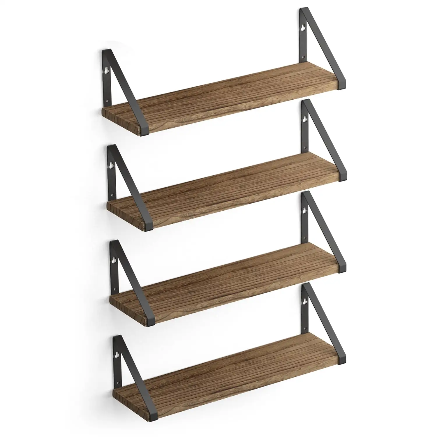 Wallniture Ponza 17 Wall Shelf Rustic Decor Set of 4 Floating Shelves. Wood. Natural Burned