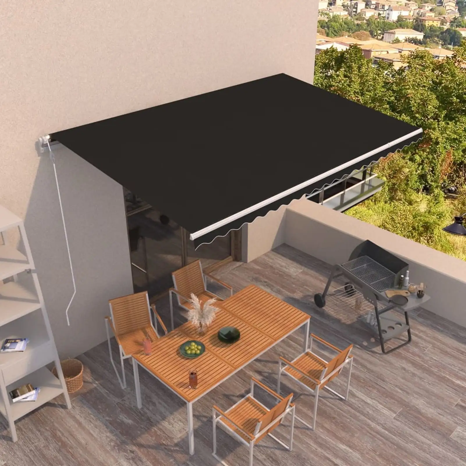 Walmeck Automatic Retractable Awning 196.9x118.1 Anthracite