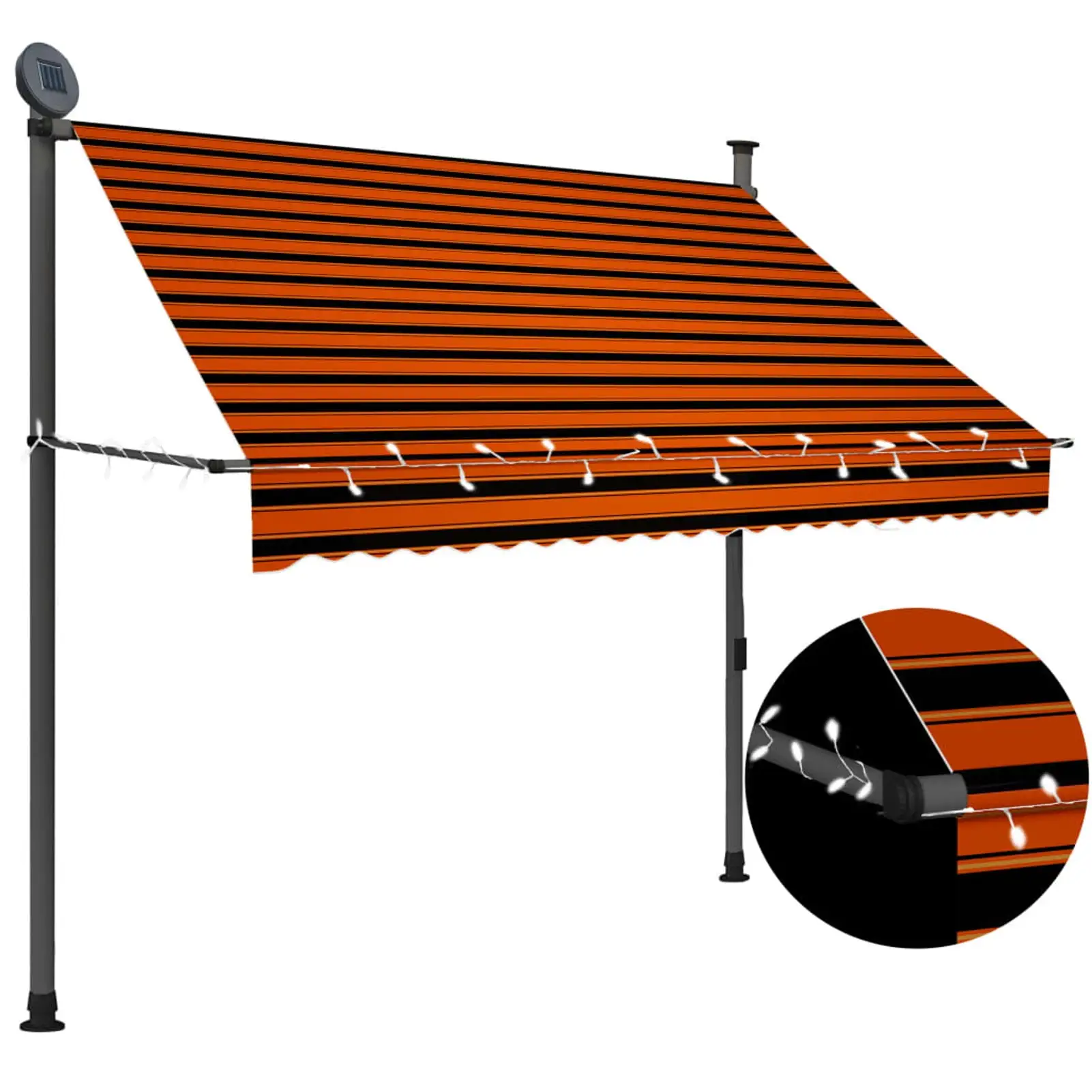 Walmeck Manual Retractable Awning with 78.7 Orange and Brown