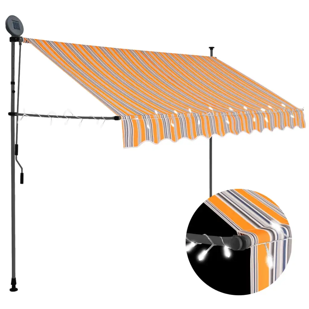 Walmeck Manual Retractable Awning with 98.4 Yellow and Blue