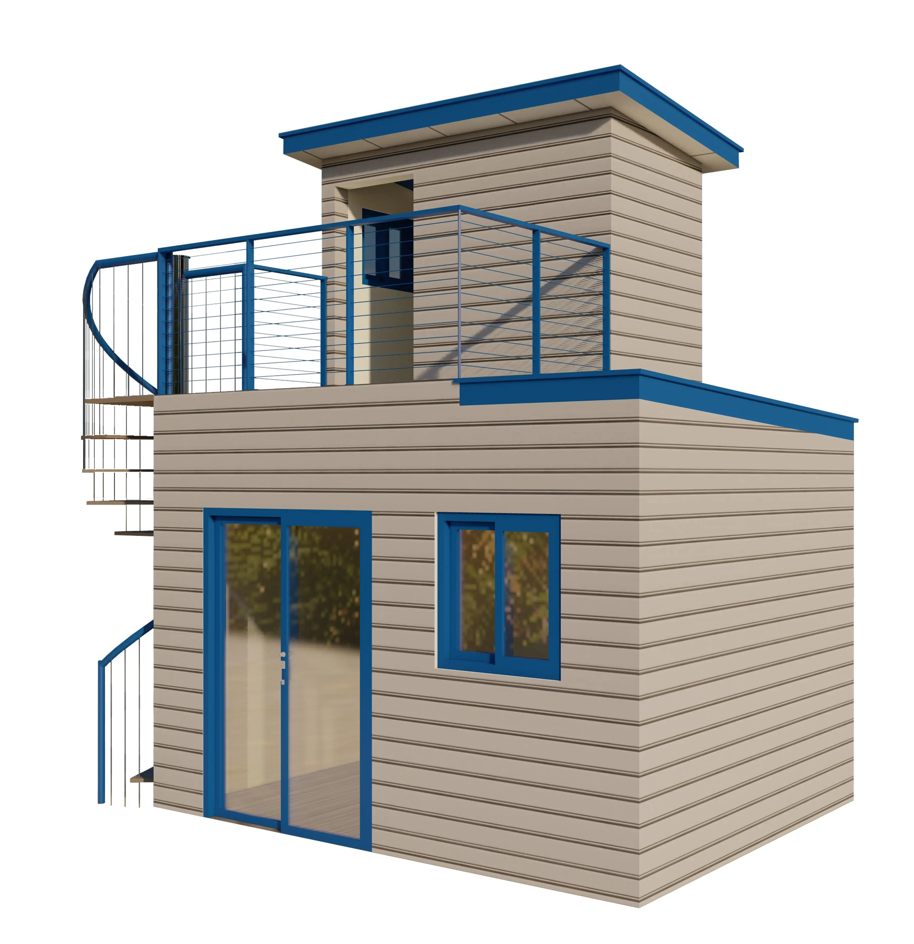 Well Done 1 Home Kits Small Spaces - Ocean View with Spiral Stairs - Assembled Size 12'W x 8'D x 16'H