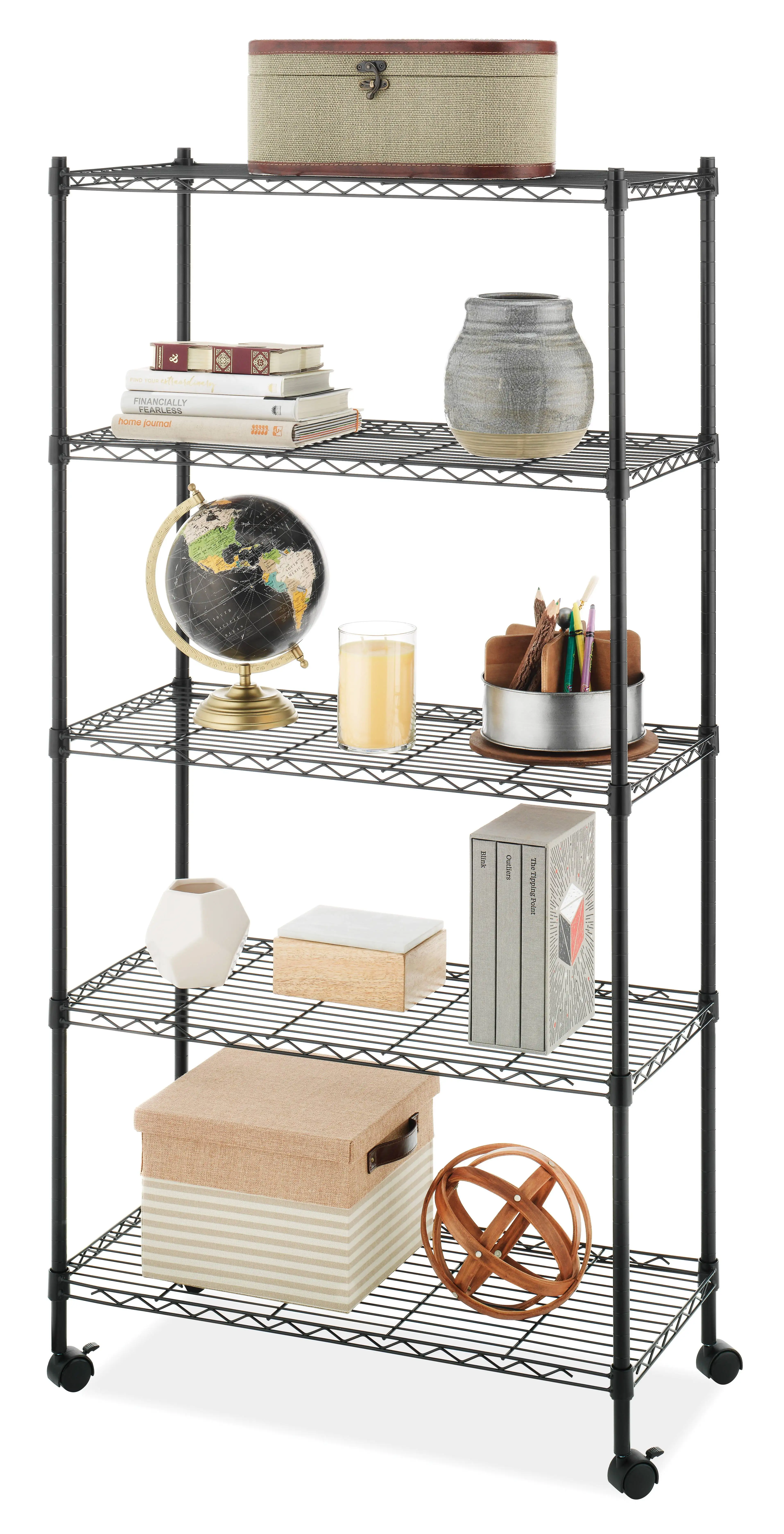 Whitmor Supreme Metal Shelf 5-Tier Cart Holds up to 1.000 lbs. - Black