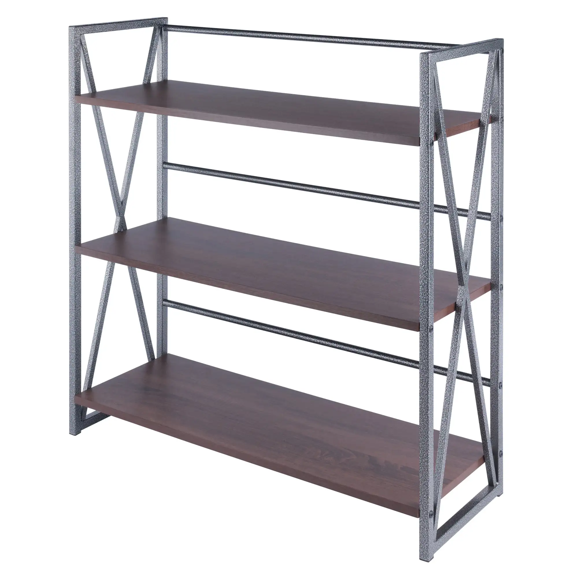 Winsome Wood Isa 3-Tier Shelf. Graphite & Walnut