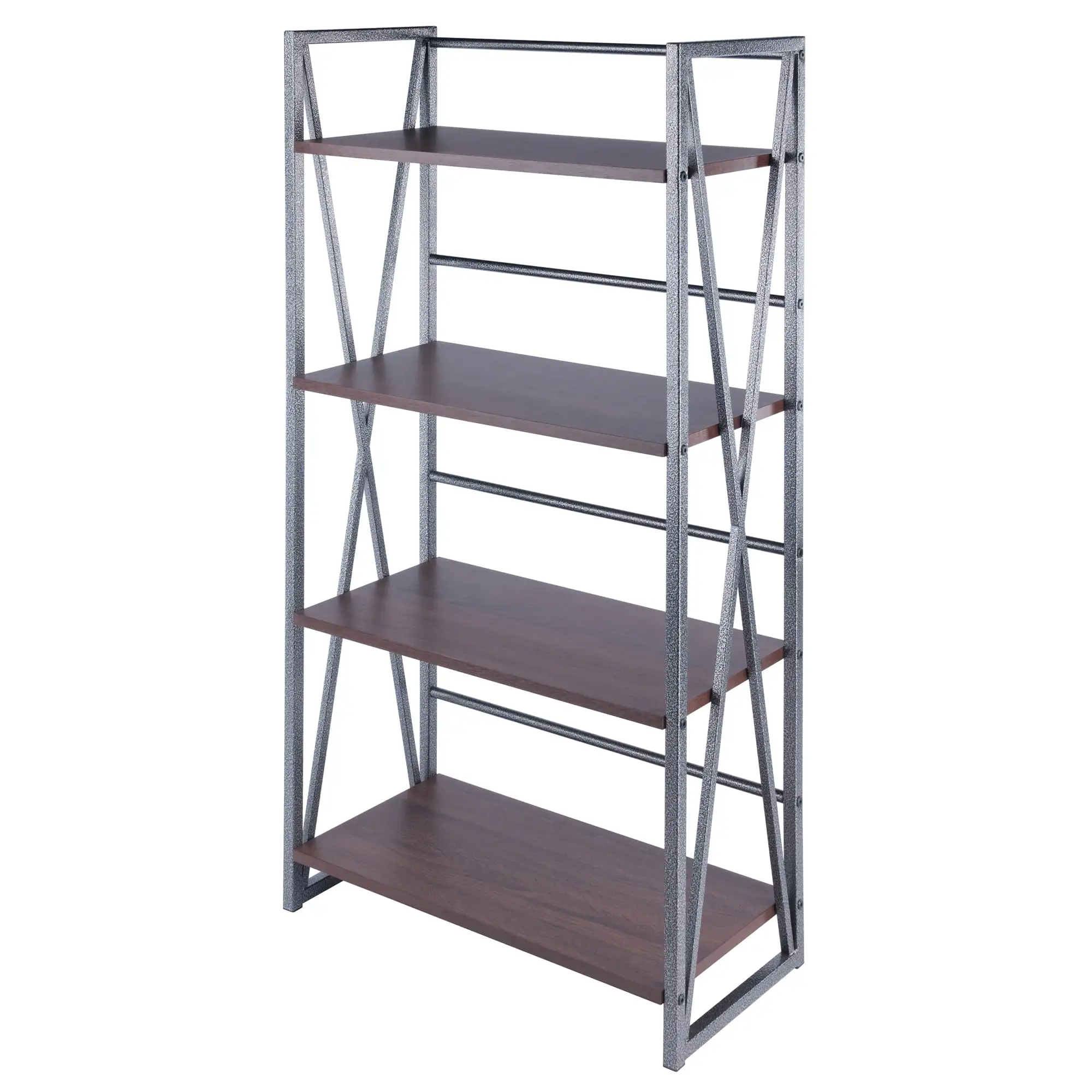 Winsome Wood Isa 4-Tier Shelf. Graphite & Walnut Finish