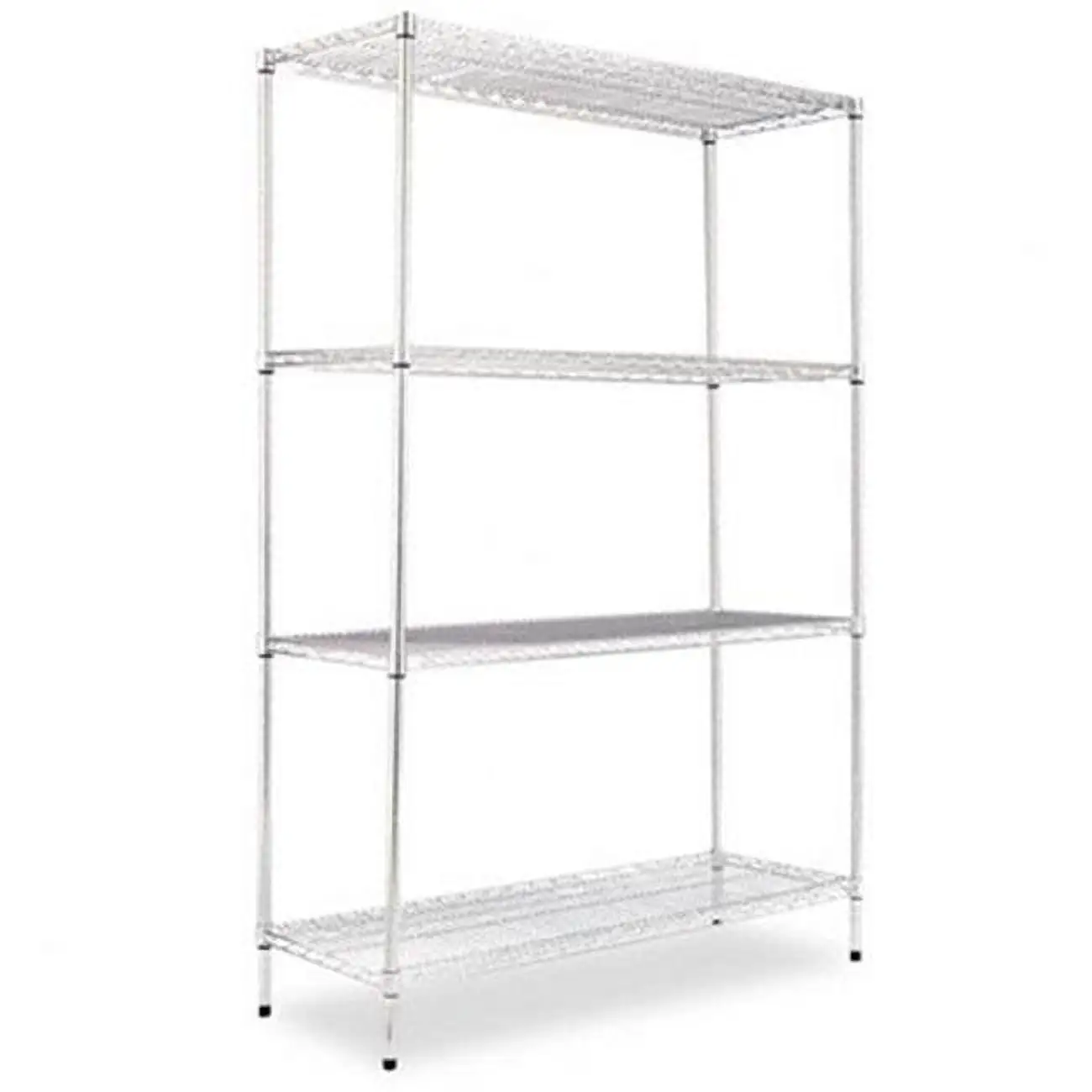 Wire Shelving Starter Kit- 4 Shelves- 48w x 18d x 72h- Silver