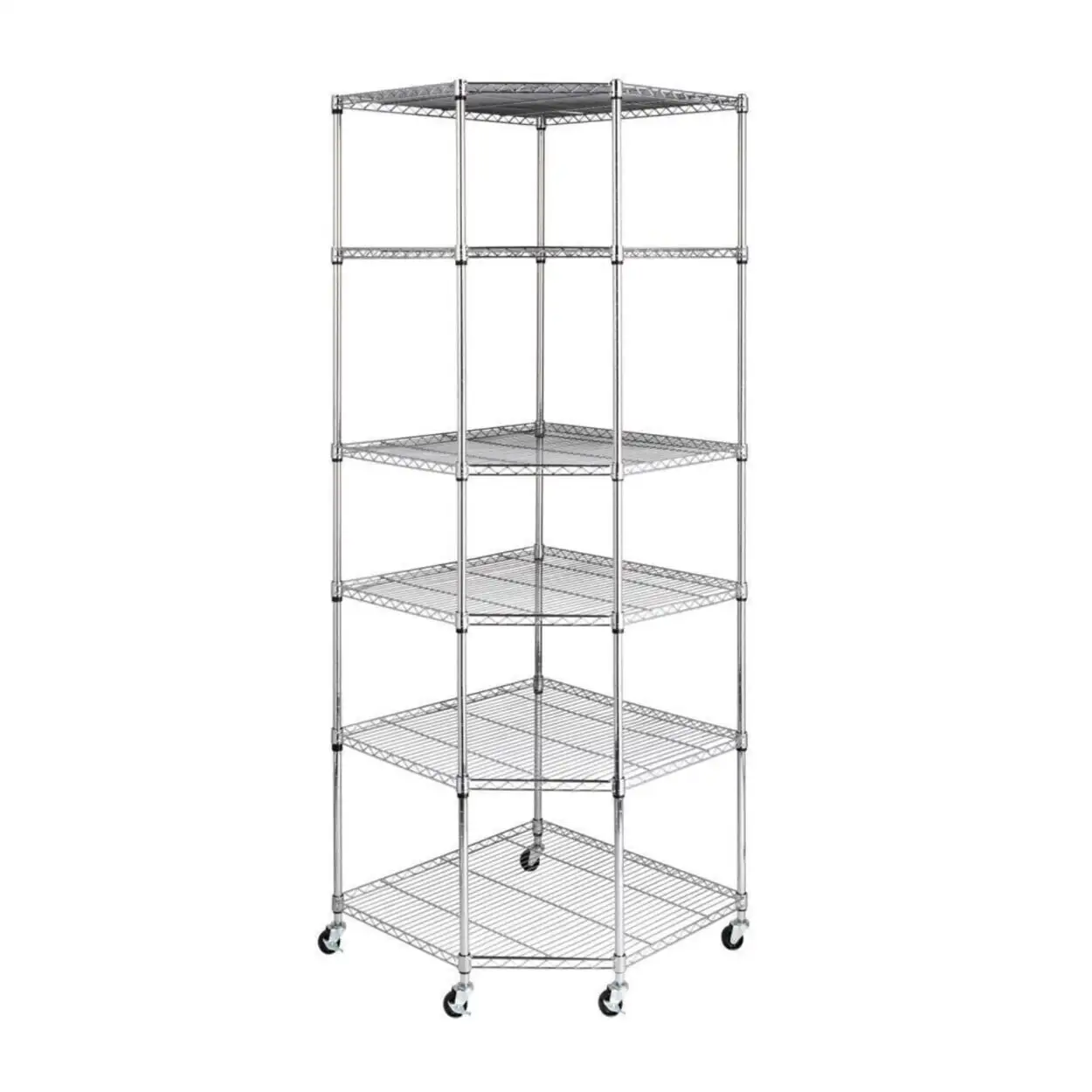 Wire Steel Corner Shelf. Durable Garage Storage Shelving Rack. 6-Tier