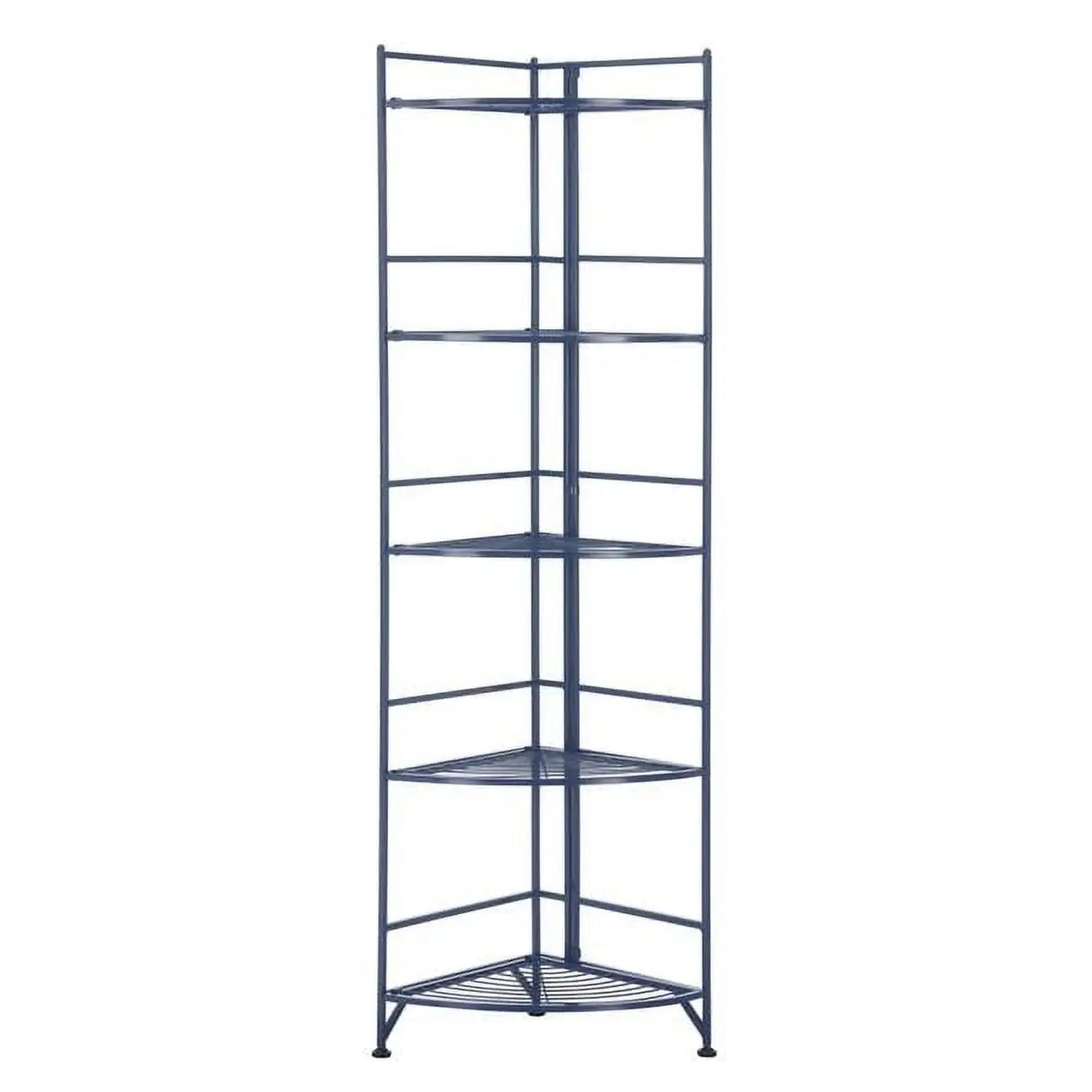 Xtra Storage Five-Tier Folding Corner Shelf - Blue. Metal - 13.75 x 13.75 x 58 in.