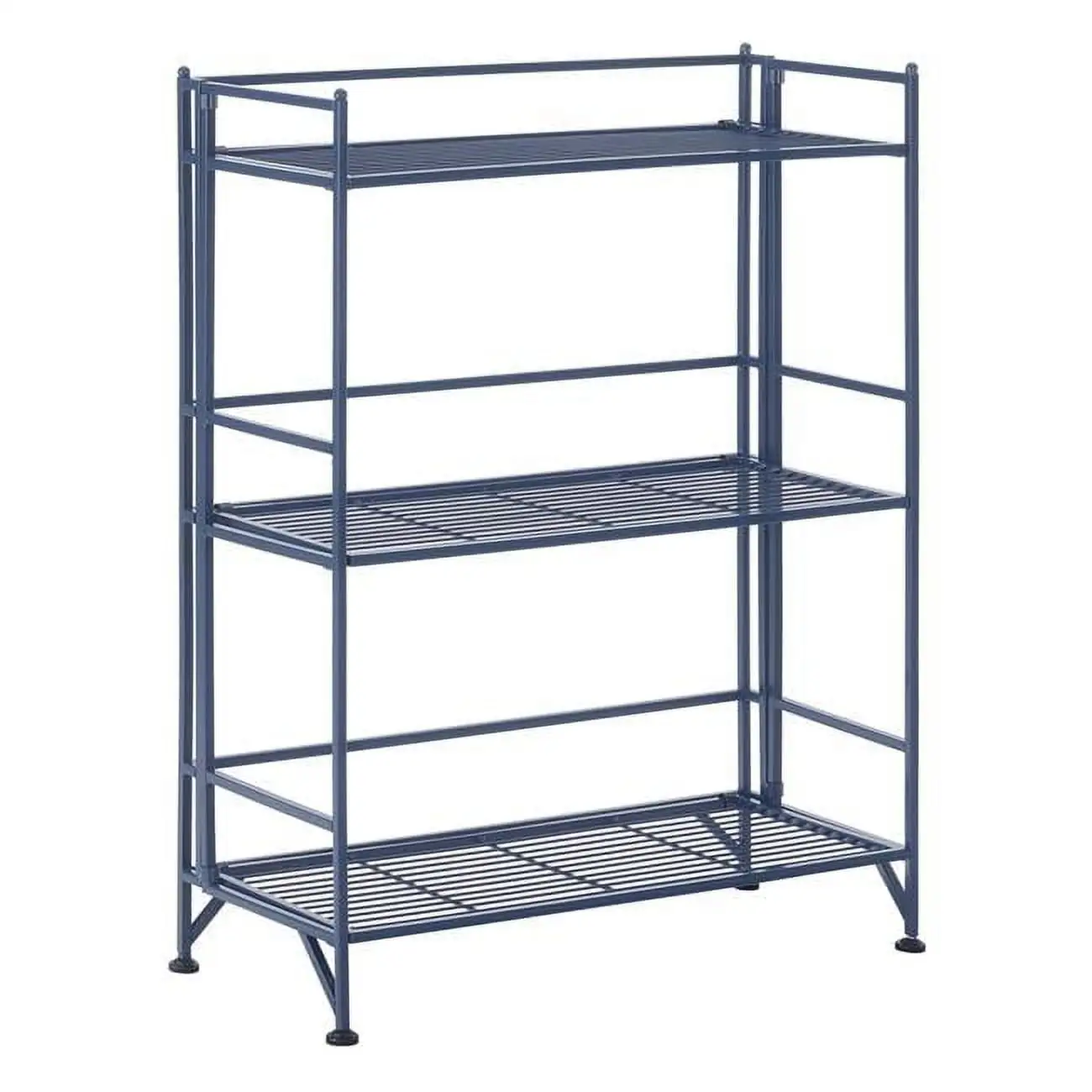 Xtra Storage Three-Tier Wide Folding Shelf - Blue. Metal - 25.25 x 11.25 x 33 in.