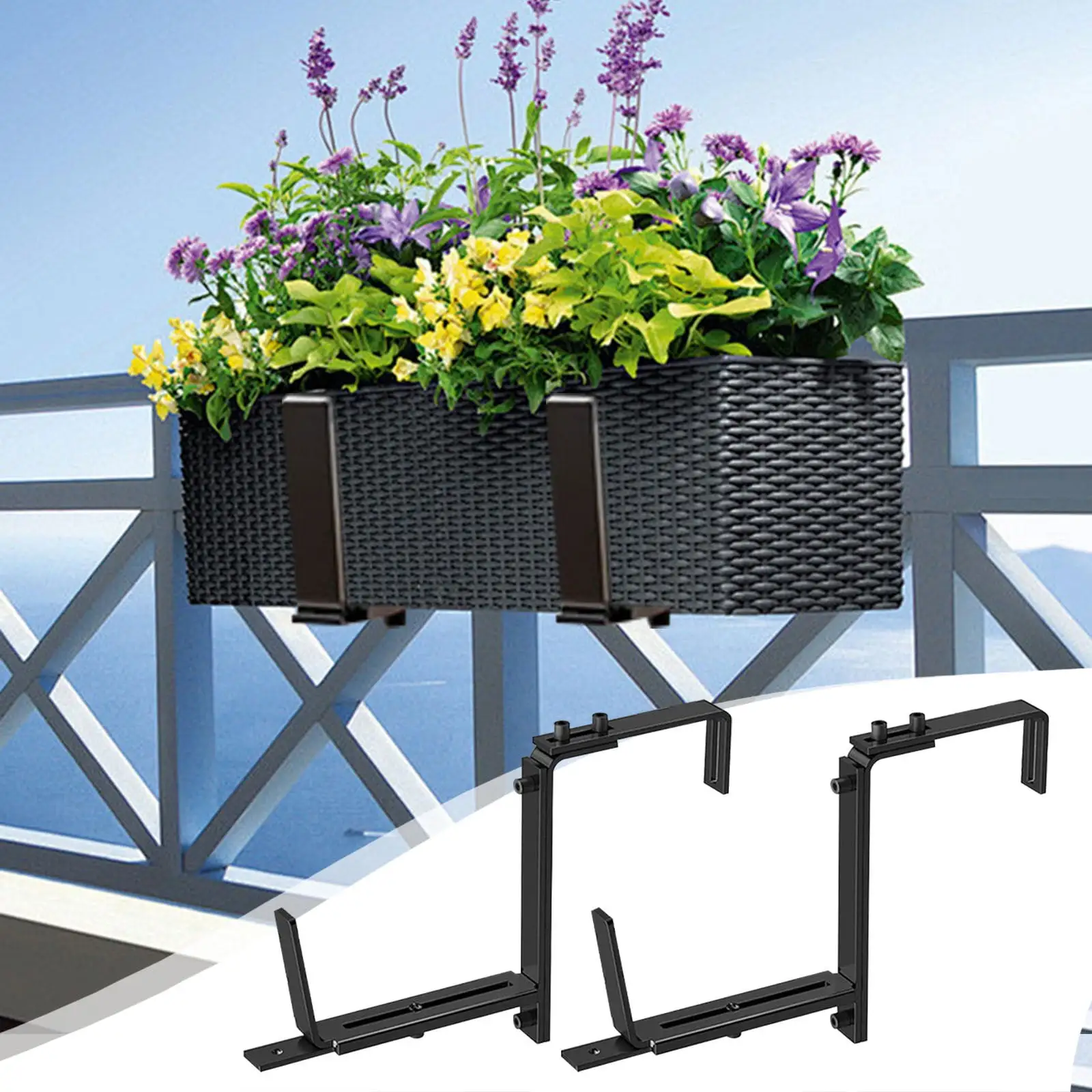 YIYEFU Adjustable Legs for Railing of A Terrace Support Window Box without Drilling for Pots Outdoors