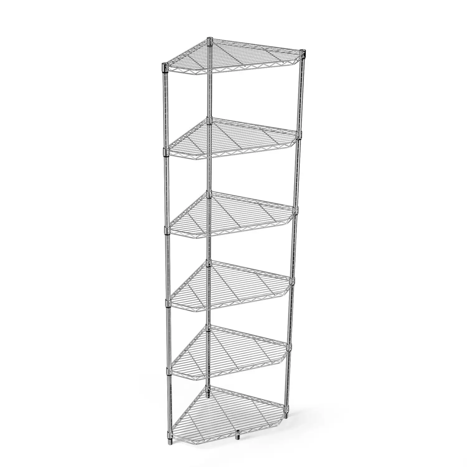 YLtoohoom 6 Tier Corner Wire Rack Pentagonal Shelves Adjustable Metal Heavy Duty Free Standing Corner Display Chrome Rack for Bathroom Living Room Kitchen - Chrome