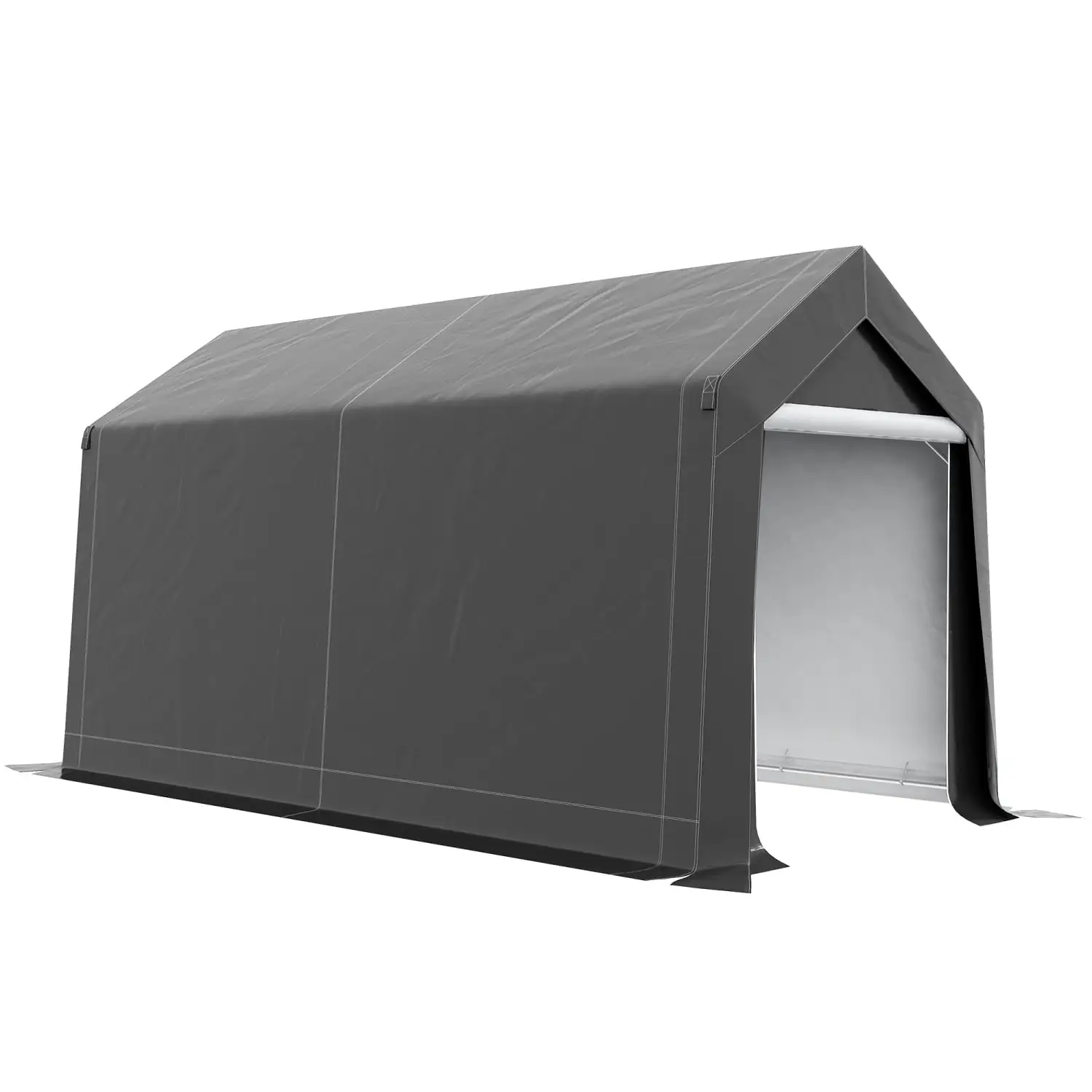 YLtoohoom 7' x 12' Garden Tent Heavy Duty Outdoor Shed Waterproof Portable Shed Shelter with Ventilation Window and Large Door for Bike Motorcycle Garden Tools Gray