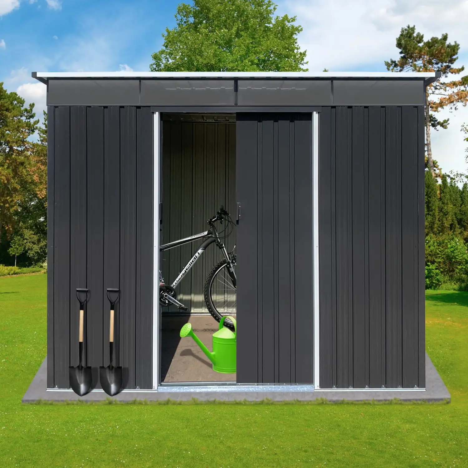 YLtoohoom Metal garden sheds 6ftx8ft outdoor sheds Acrylic Total