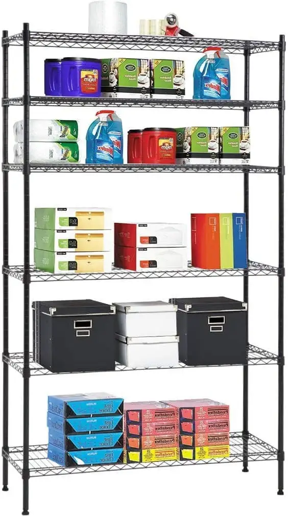 YRLLENSDAN Heavy Duty Garage Shelves and Storage. 6 Tier Metal Shelves for Garage Adjustable Wire Shelving Unit Rack Utility Shelf for Kitchen Home