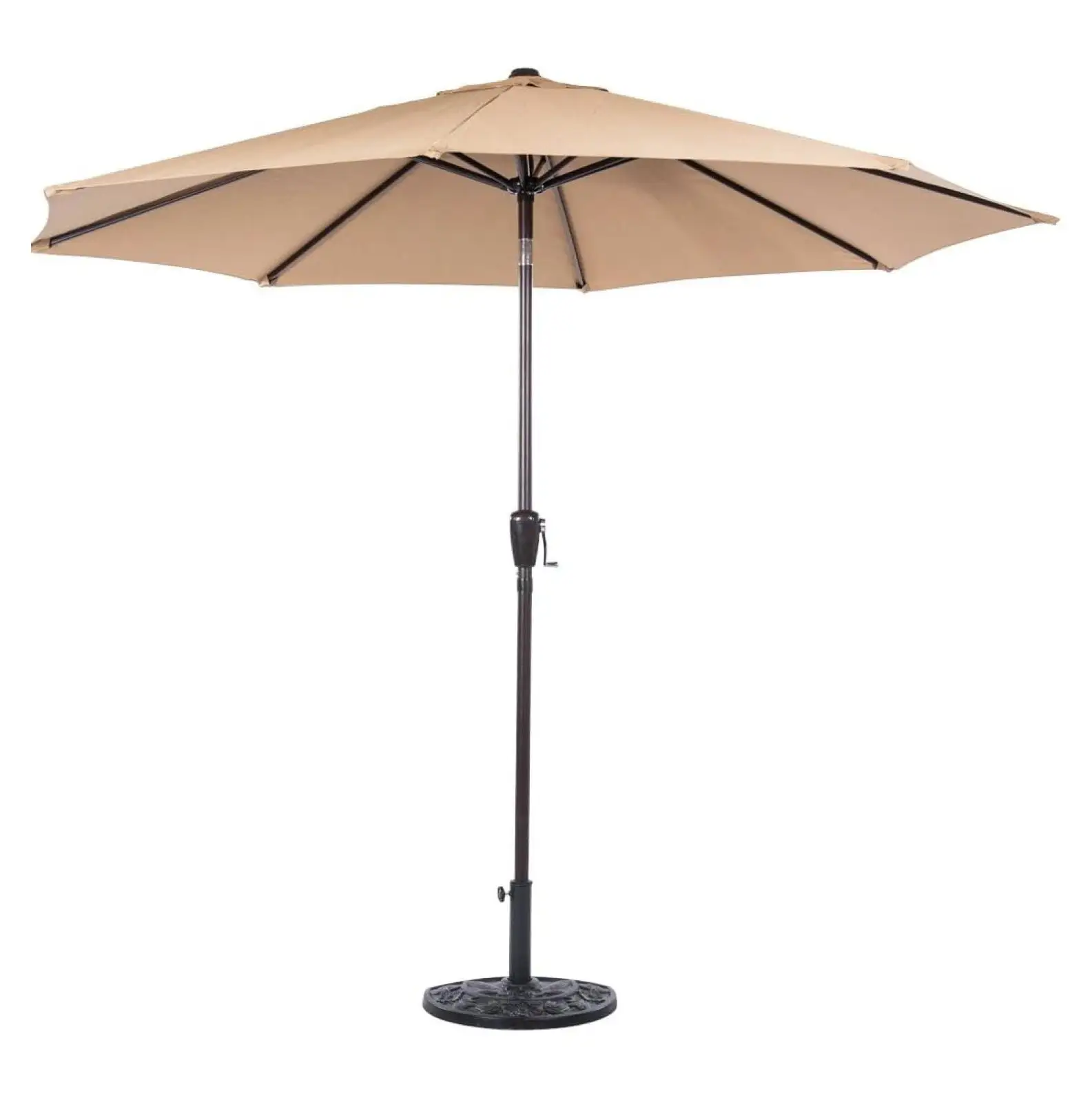 YUNTIE 10FT Patio Umbrella Table Umbrella Market Umbrella with Aluminum Pole & Auto Tilt. Polyester Parasol for Patio. Garden. Deck. Backyard. Pool. Tan