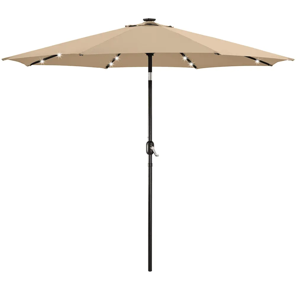 Yaheetech 10ft Patio Umbrella with 32 LED Lights. Tan