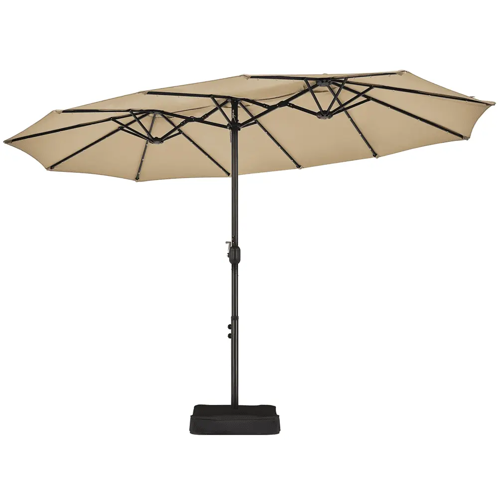 Yaheetech 13ft Large Patio Umbrella with Solar Lights. Tan