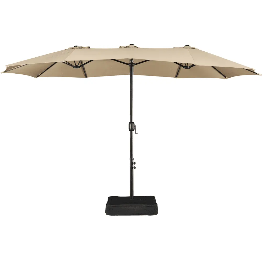 Yaheetech 13ft Twin Patio Parasol with Crank. Tan