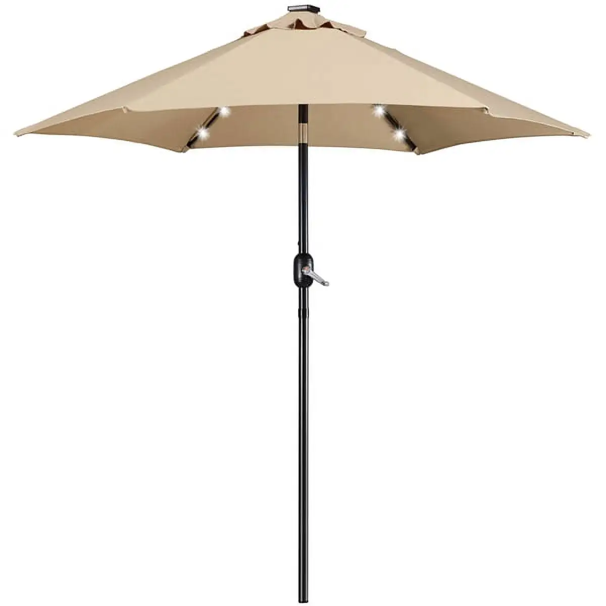 Yaheetech 7.5ft Patio Market Umbrella with 6 Ribs & 18 LED Solar Lights.Tan