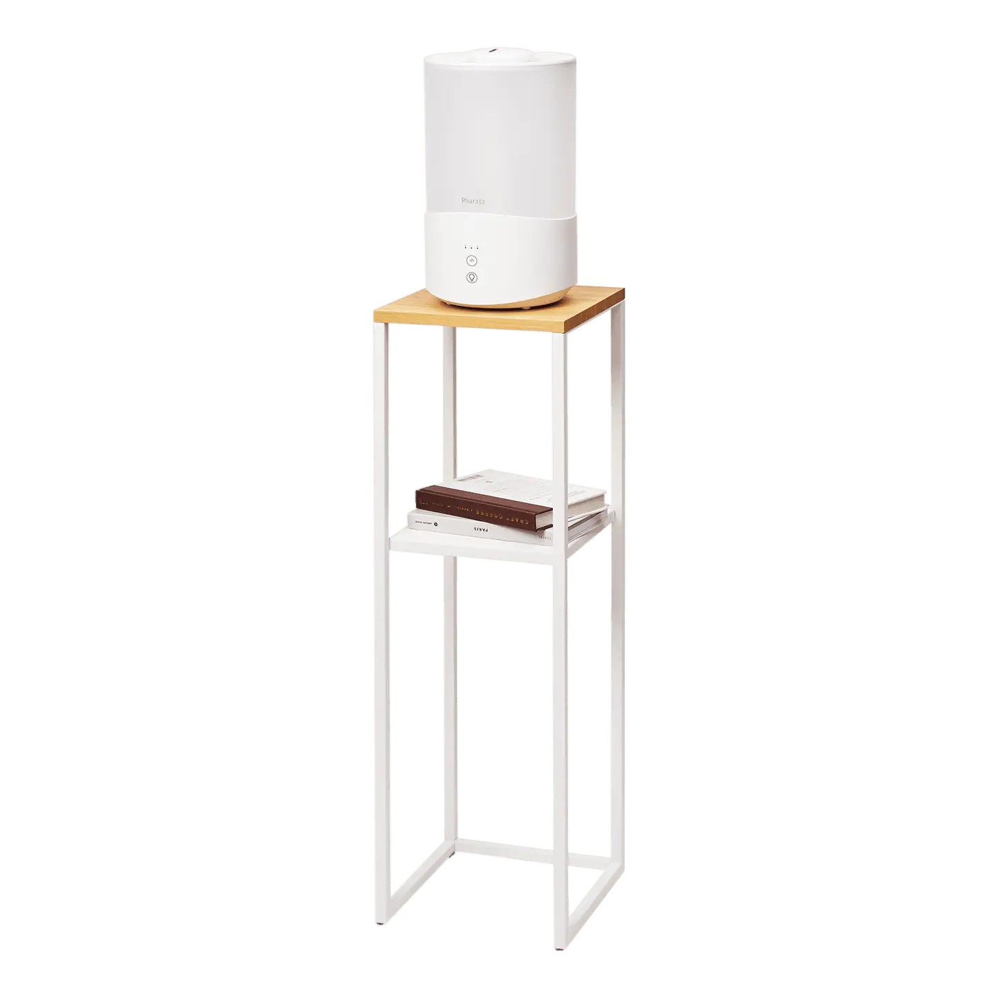 Yamazaki Home Two-Tier Display and Storage Shelf. White. Steel + Wood