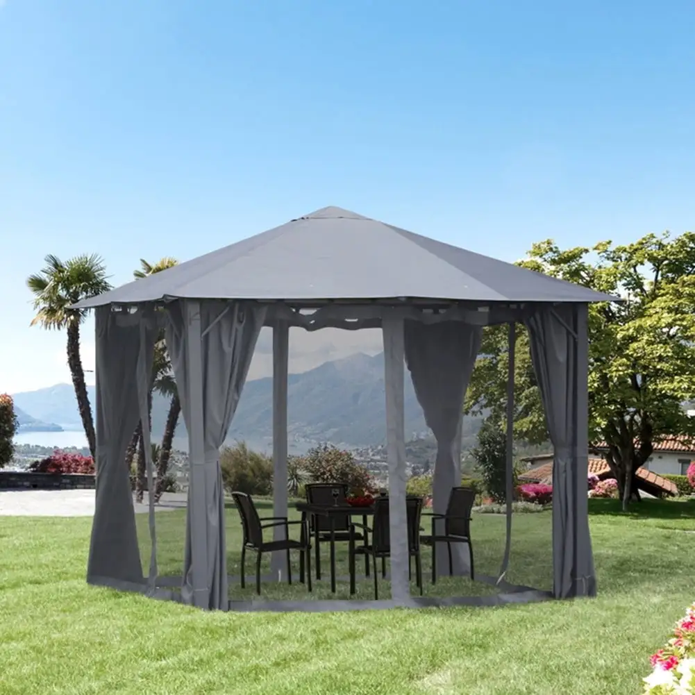 Yardi Yard 10Ft x 10Ft Patio Gazebo-Black. Gazebo Permanent Tier Roof. Gazebos for Patios. Backyard. Outdoor and Lawn