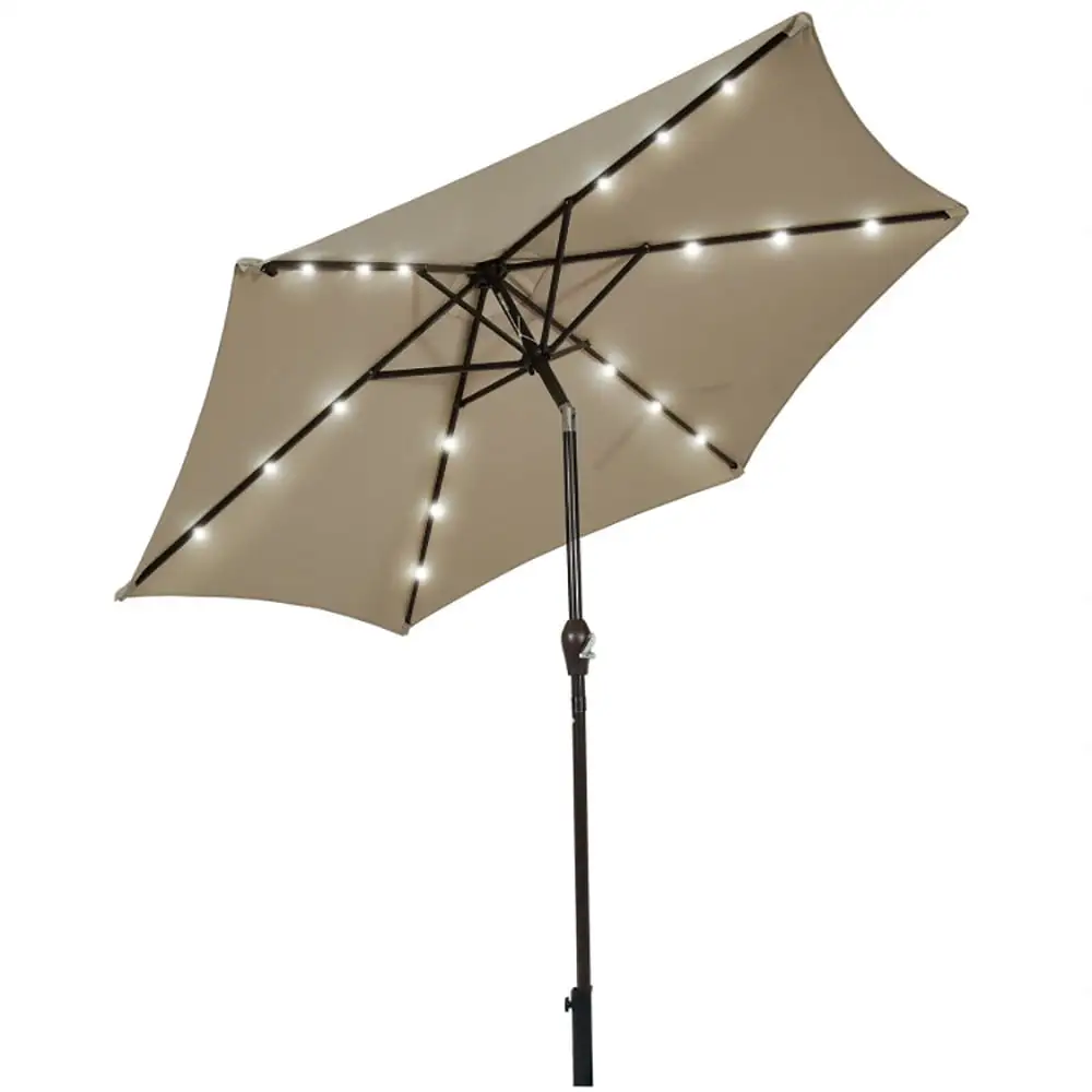 Yardi Yard 9 Feet Solar LED Lighted Patio Market Umbrella Tilt Adjustment Crank Lift-Tan. Patio Offset Umbrella with Easy Tilt Adjustment. Outdoor Cantilever Hanging Umbrella. Sunshade Umbrella Canopy