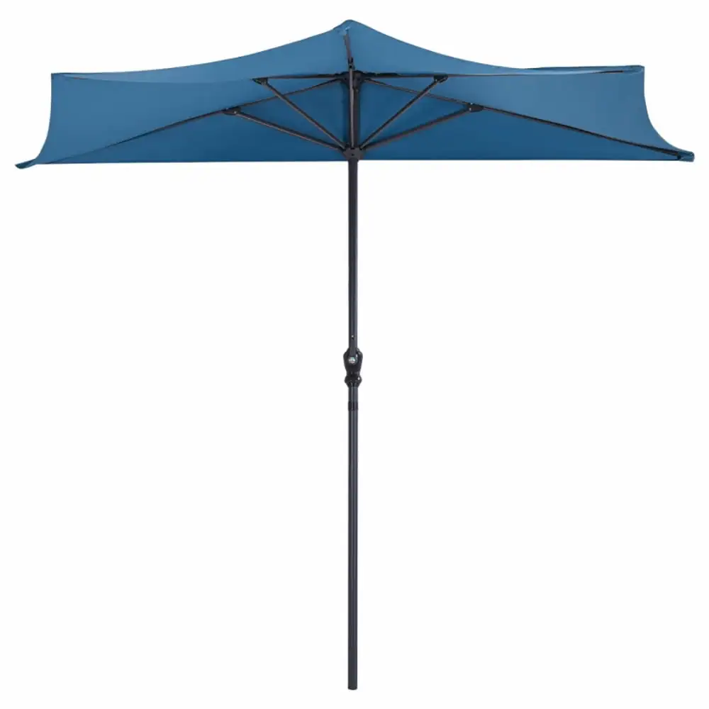 Yardi Yard 9Ft Patio Bistro Half Round Umbrella -Blue. Patio Offset Umbrella with Easy Tilt Adjustment. Outdoor Cantilever Hanging Umbrella. Sunshade Umbrella Canopy