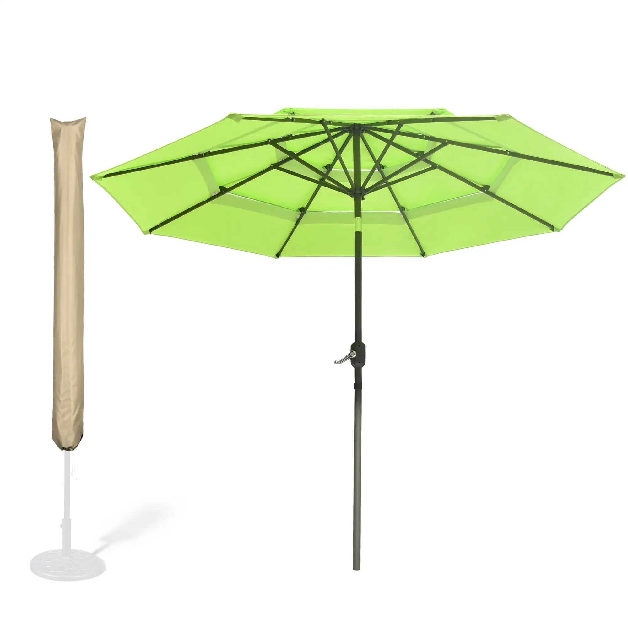 Yescom 11 Ft 3 Tier Patio Umbrella with Protective Cover Crank Push to Tilt Poolside