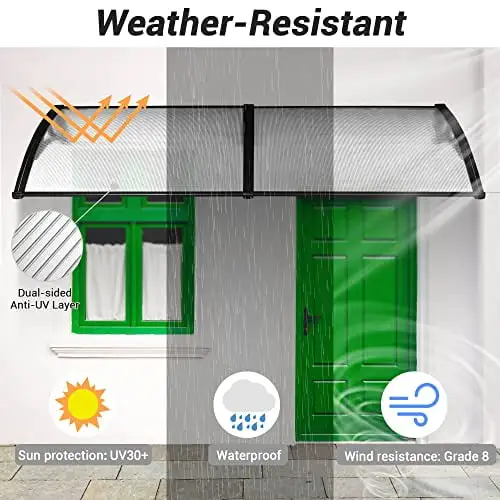 Yescom 40x40 Outdoor Awning Patio Front Back Door Window Cover Shelter UV Rain Snow Protection Hollow Sheet 2 Pack