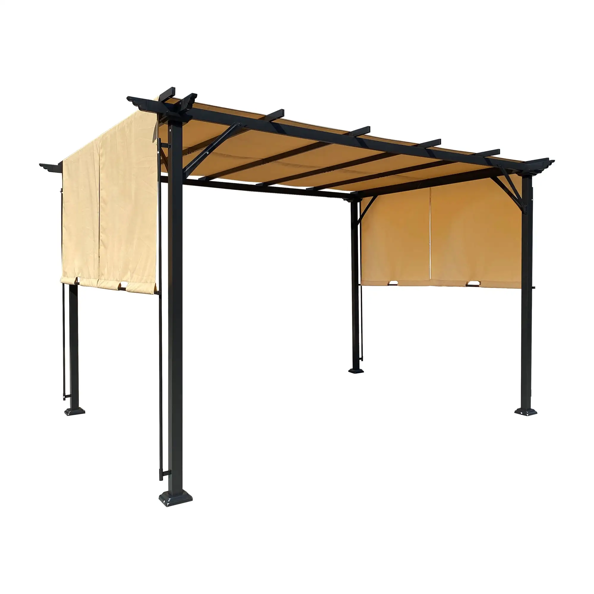 Yesurprise 9.5x12FT Outdoor Pergola Patio Gazebo. Retractable Shade Canopy. Steel Frame Grape Gazebo. Sun Shelter Pergola Gazebo for Gardens Terraces Backyard Deck