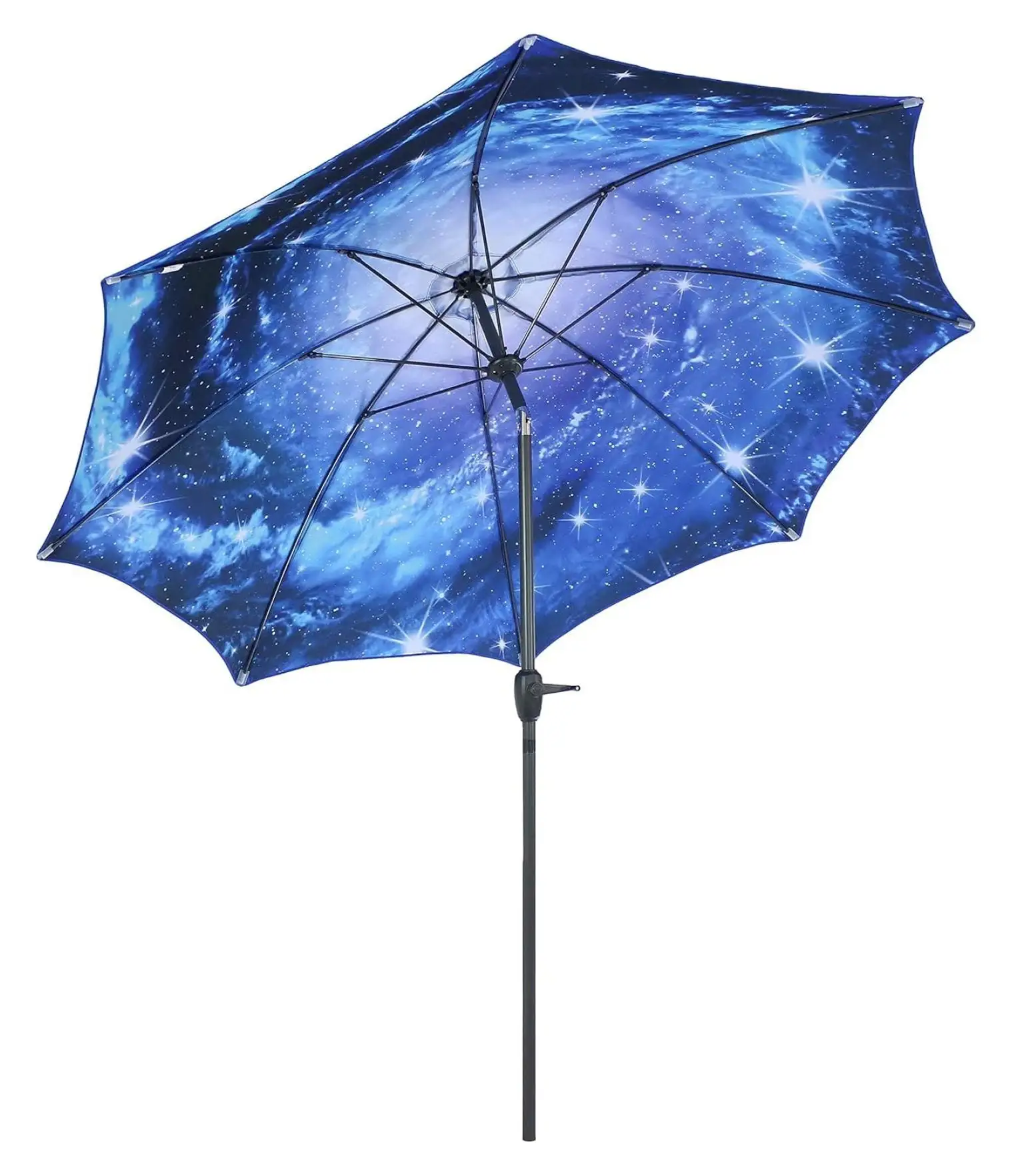 YgIRTID 9-Foot Inside Out Patio Umbrella with Push Button Tilt - Aluminum Pole/Polyester Canopy - Blue Starry Galaxy